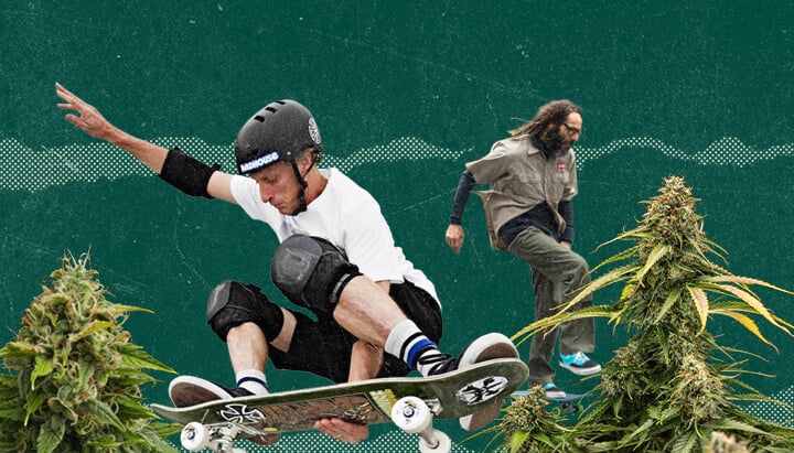 Incrocio tra cultura della cannabis e skateboard.