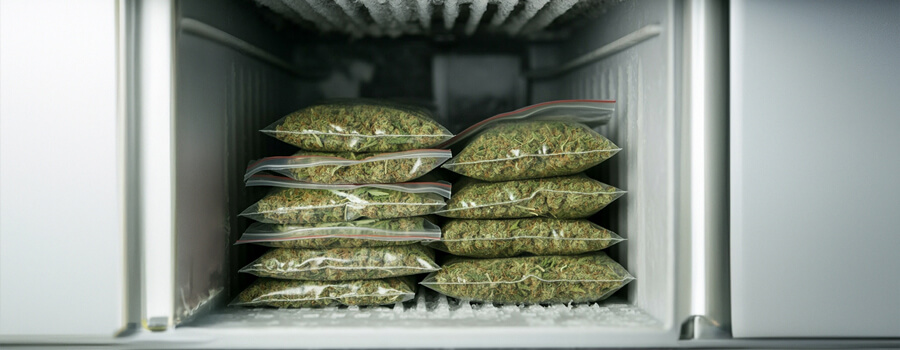 Cannabis congelata nel freezer.